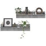  Zidne police 2 kom siva boja betona 80x11,5x18 cm od iverice | Eponuda.com