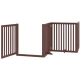 vidaXL Ograda za pse z vrati zložljiva 6 panelov rjava 480 cm les | Shoptok.si