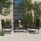  The Living Store Vrtna klop z blazinami črna 106 cm poli ratan - Vrtna Klop, (21440705) Cene