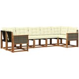 vidaXL Zunanja garnitura za sedenje z blazino 7 pcs Naravna in smetana, (5000282028) | Shoptok.si