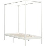 Maison Chic Posteljni okvir - Enojna postelja - Postelja za odrasle z baldahinom bel iz trdne borovine 90x200 cm, (21696700) Cene