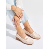 Shelvt Beige women's loafers with buckle | Eponuda.ba