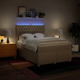  Krevet s oprugama i madracem krem 140x200 cm od tkanine | shoptok.hr