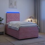  LED okvir za krevet s madracem Ružičasta 120 x 190 cm Baršun | shoptok.hr