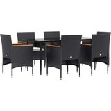  7-dijelni vrtni blagovaonski set s jastucima crni | shoptok.hr