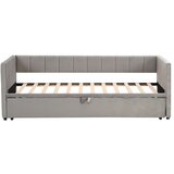 Lumor Izvlečna postelja oblazinjena 90/180x200 cm kavč postelja iz žameta z letvenim dnom - svetlo siva, (22156312) | Shoptok.si
