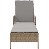 vidaXL Sončni ležalnik Bež in svetlo siva PE ratan 157 x 55 x 92 cm | Shoptok.si