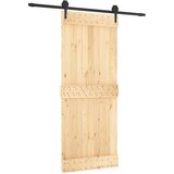  Klizna vrata Prirodna i crna 85 x 210 cm Čvrsta borovina | shoptok.hr