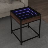 vidaXL Klubska mizica z neskončnimi LED rjavi hrast 40x40x51 cm Cene