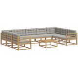  Set vanjskih sofa s jastukom 10 pcs Bijela i svjetlosiva | Eponuda.com