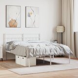 vidaXL Kovinski posteljni okvir z vzglavjem bel 140x190 cm Cene