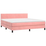  box spring s madracem LED ružičasti 180x200cm baršunasti | shoptok.hr