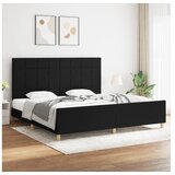 Za krevet s uzglavljem crni 200 x 200 cm od tkanine | shoptok.hr