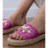 D/CEO Pink woven espadrille flip-flops with walrus shells | Shoptok.si