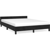 The Living Store Posteljni okvir z vzglavjem črn 140x200 cm žamet - Posteljni Okvir Z Vzglavjem, (21492468) | Shoptok.si
