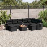 vidaXL 10-dijelni set vrtnih sofa s jastucima crni od poliratana | shoptok.hr