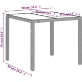  Vrtni stol sa staklenom pločom sivi 90x90x75 cm od poliratana | shoptok.hr