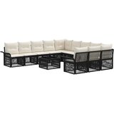 vidaXL Vrtna sedežna garnitura 12 pcs Črna poli ratan, (5000270982) | Shoptok.si