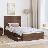  Krevet s od storage Smeđi hrast 100 x 200 cm Konstruirano drvo | shoptok.hr
