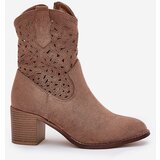 S. BARSKI Cutout Cowboy Ankle Boots For Women On Heel Brown S.Barski | ePonuda.com