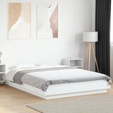 Maison Chic Posteljni okvir - Dvoposteljna postelja - Zakonska postelja bel 140x200 cm inženirski les-J9903, (21766552) | Shoptok.si