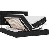 vidaXL Krevet s LED trakama s uzglavljem Crna 180 x 200 cm tkanina - Crna 180 x 200 cm Gumbi | shoptok.hr