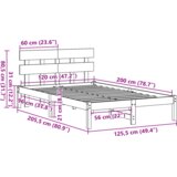 vidaXL Posteljni okvir z naslonjalom Bel 120x200 cm Trden borov les | Shoptok.si