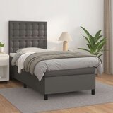  Box spring postelja z vzmetnico siva 90x200 cm umetno usnje, (20846601) Cene