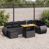 Maison Chic Seti vrtnega pohištva - Vrtna garnitura - Vrtni pohištvo set 8-delna z blazinami črn poli ratan, (21799316) | Shoptok.si