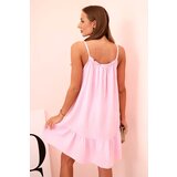 Kesi Włoski Women's muslin dress with straps and frill candy pink | Shoptok.si