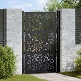 vidaXL Vrtna vrata črna 105x155 cm dizajn jeklenih listov | Shoptok.si