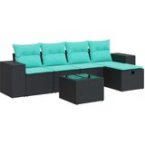 vidaXL Vrtna garnitura - 6-dijelni set vrtnih sofa s jastucima crni od poliratana - Crna sa spremištem 6 | shoptok.hr