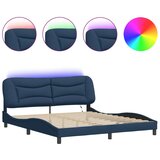  Posteljni okvir z LED lučkami moder 180x200 cm tkanina, (21112432) | Shoptok.si