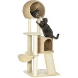 PawHut Praskalnik, mačje drevo z mačjo hišico, plezalno drevo z rampo, mačji praskalnik, (5000238692) | Shoptok.si