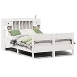 vidaXL Knjižna postelja brez vzmetnice bela 135x190 cm trdna borovina, (21653581) | Shoptok.si