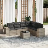 Maison Chic Seti vrtnega pohištva - Vrtna garnitura - Vrtni pohištvo set 7-delna z blazinami siv poli ratan, (21801513) | Shoptok.si