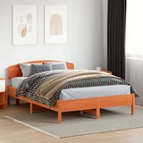 vidaXL Posteljni okvir z vzglavjem voščeno rjava 160x200 cm borovina | Shoptok.si