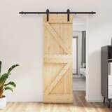  Klizna vrata Prirodna i crna 70 x 210 cm Čvrsta borovina | shoptok.hr