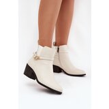 Boto Womens Ankle Boots With Zipper With Strap And Gold Detail Light Beige Zelinae | shoptok.hr