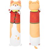 NIKCORP Plišasta blazina v obliki mačke 50 cm, oranžna, mehka dekorativna igrača in vzglavnik za spanje ali crkljanje, spandex, (5000156642) | Shoptok.si