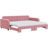  Dnevni krevet na razvlačenje ružičasti 90 x 200 cm baršunasti | shoptok.hr