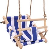  Ljuljačka za bebe sa sigurnosnim pojasom od pamuka i drva plava | shoptok.hr