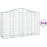 vidaXL Obokana gabionska košara 10 kos 200x50x120/140cm cinkano železo, (20758174) Cene