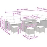 vidaXL 10-dijelni vrtni kauč set s jastučićima siva poli ratan akacija | shoptok.hr