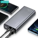 Usams zunanja baterija powerbank 30.000 mAh US-CD165 Quick Charge / PD 65W z LCD-jem / 3x izhod - črn | Shoptok.si
