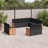  11-dijelni set vrtnih sofa od poliratana s jastucima crni Cijene