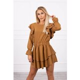 Kesi Dress with camel vertical ruffles Cijene