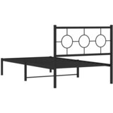  Metalni okvir za krevet s uzglavljem crni 100x200 cm | shoptok.hr