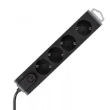 produžni kabel sa zaštitom, 4 utičnice, 1.0 mm², 1.5 met - nvt 4K/BK