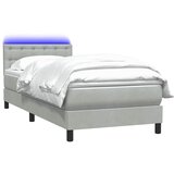 Box Spring krevet s madracem i LED svijetlo sivi 80x220 cm samt | shoptok.hr